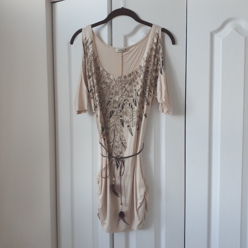 Arden B Feather Cold Shoulder Tunic